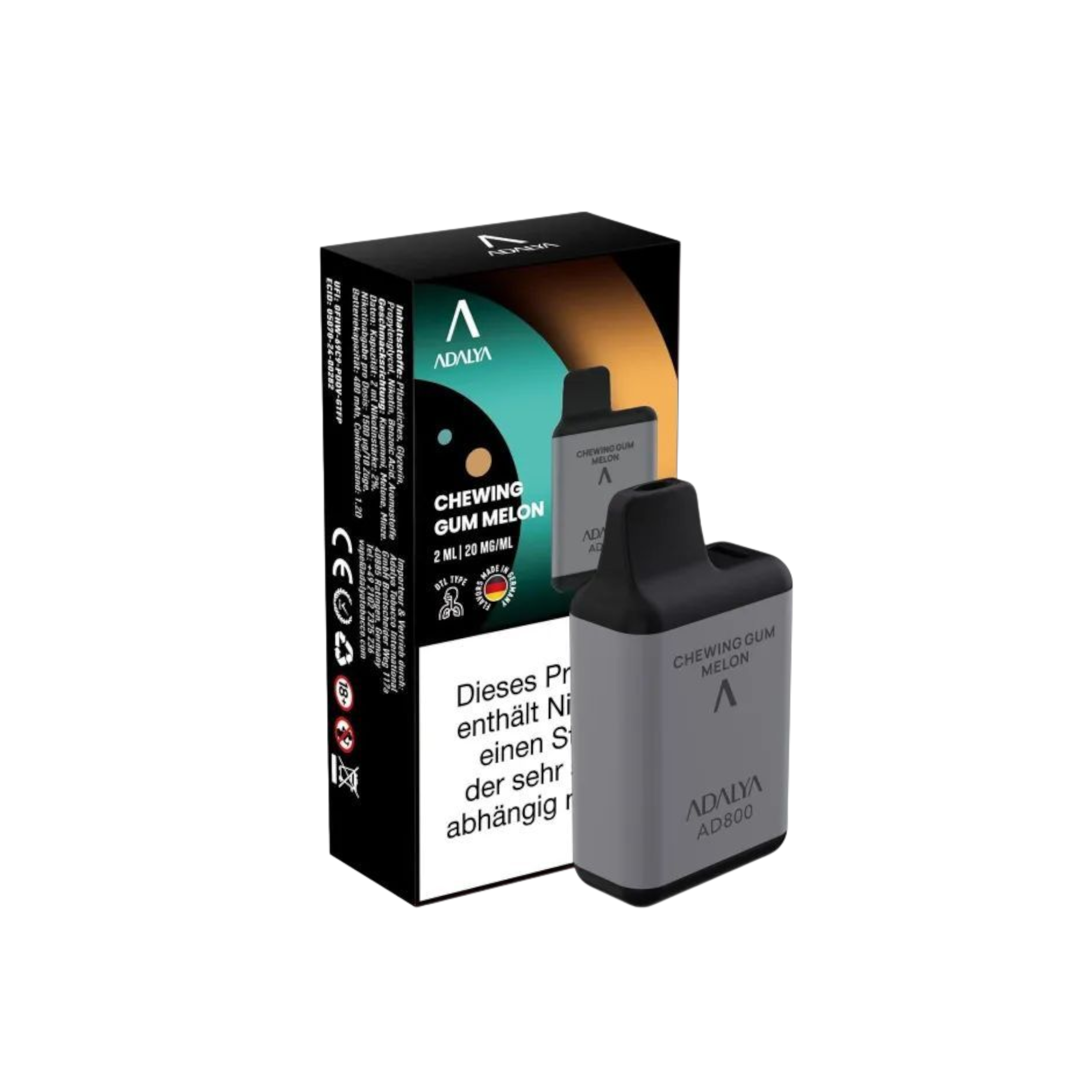 Adalya - AD800 Einweg Vape - 20mg - Chewing Gum Melon
