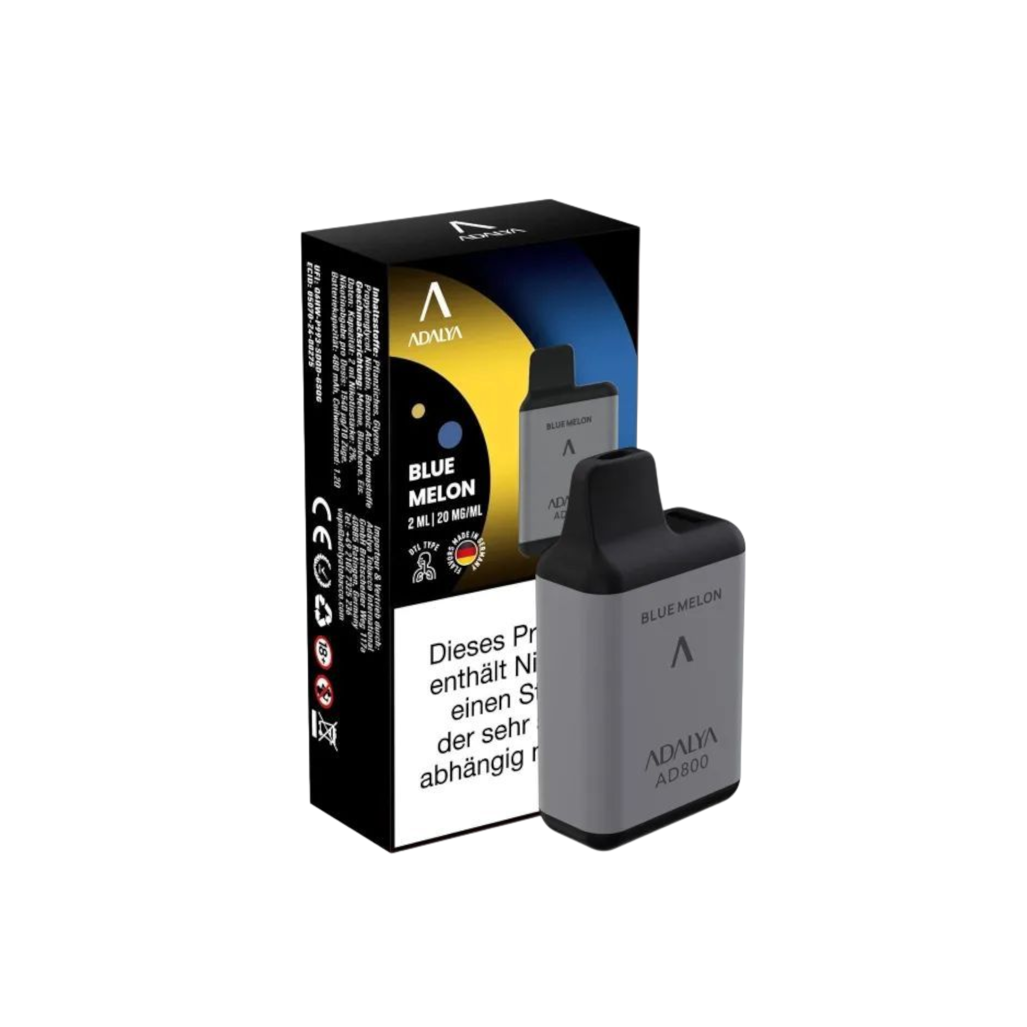 Adalya - AD800 Einweg Vape - 20mg - Blue Melon