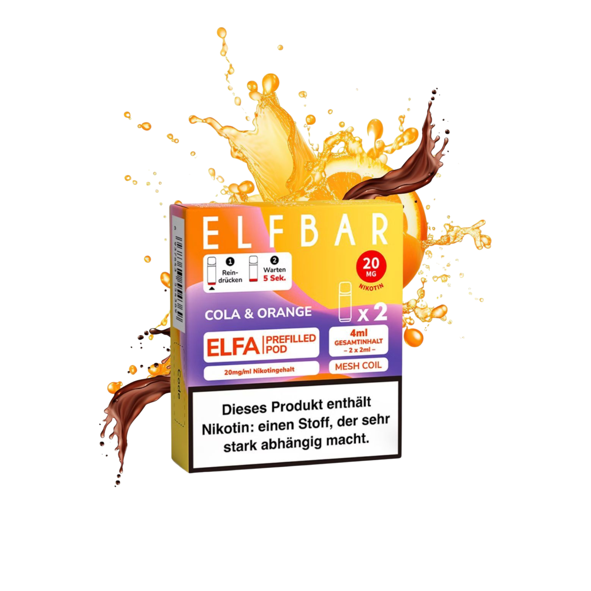 Elfbar - ELFA - Prefilled Pod - 2ml - 2er Pack - Cola & Orange