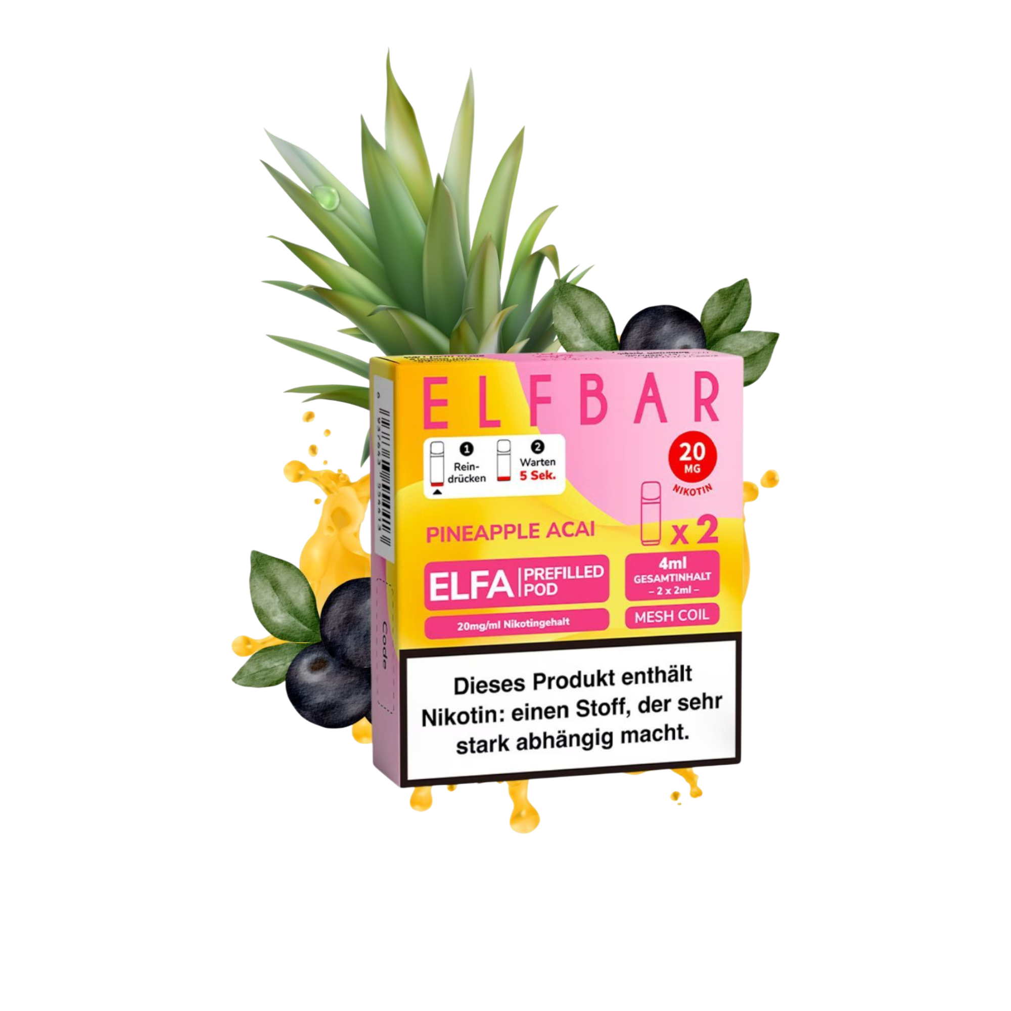 Elfbar - ELFA - Prefilled Pod - 2ml - 2er Pack - Pineapple Açaí